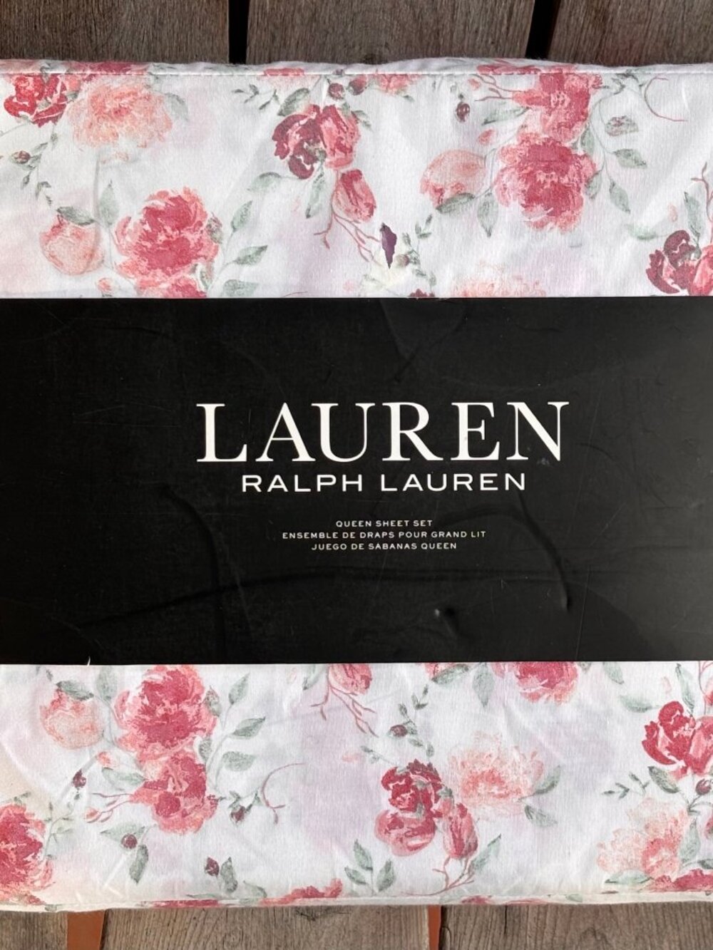 Ralph Lauren Queen Size Crisp Percale Cotton Sheet Set Large Floral Pattern